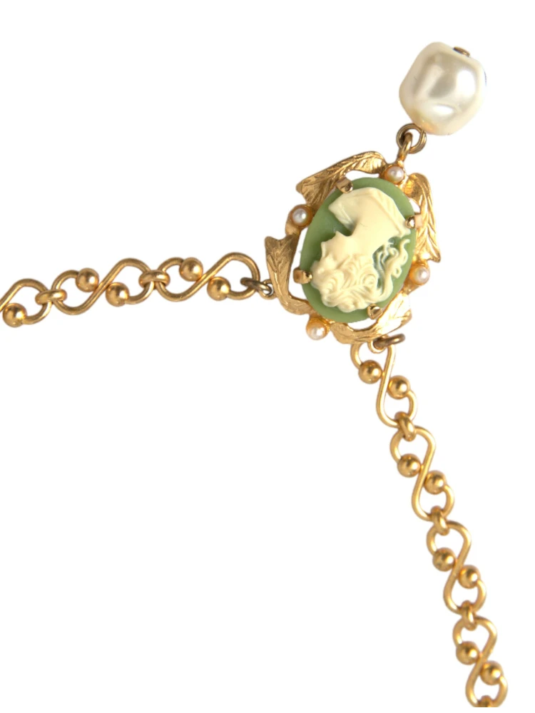 Gold Brass Chain Pearl Pendant Charm Necklace alternative