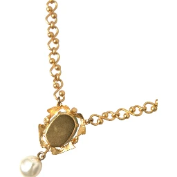 Gold Brass Chain Pearl Pendant Charm Necklace