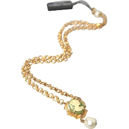 Gold Brass Chain Pearl Pendant Charm Necklace