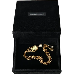 Gold Brass Chain Pearl Pendant Charm Necklace