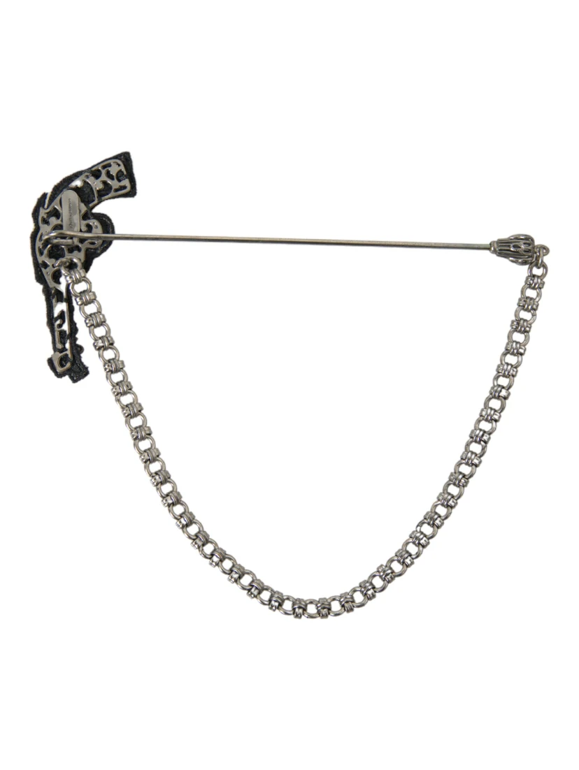 Brass Copper Silk Revolver Gun Men Brooch Lapel Pin