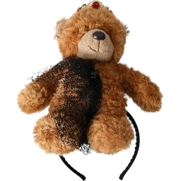 Brown Teddy Bear Gold Crystal Crown Hair Band Diadem