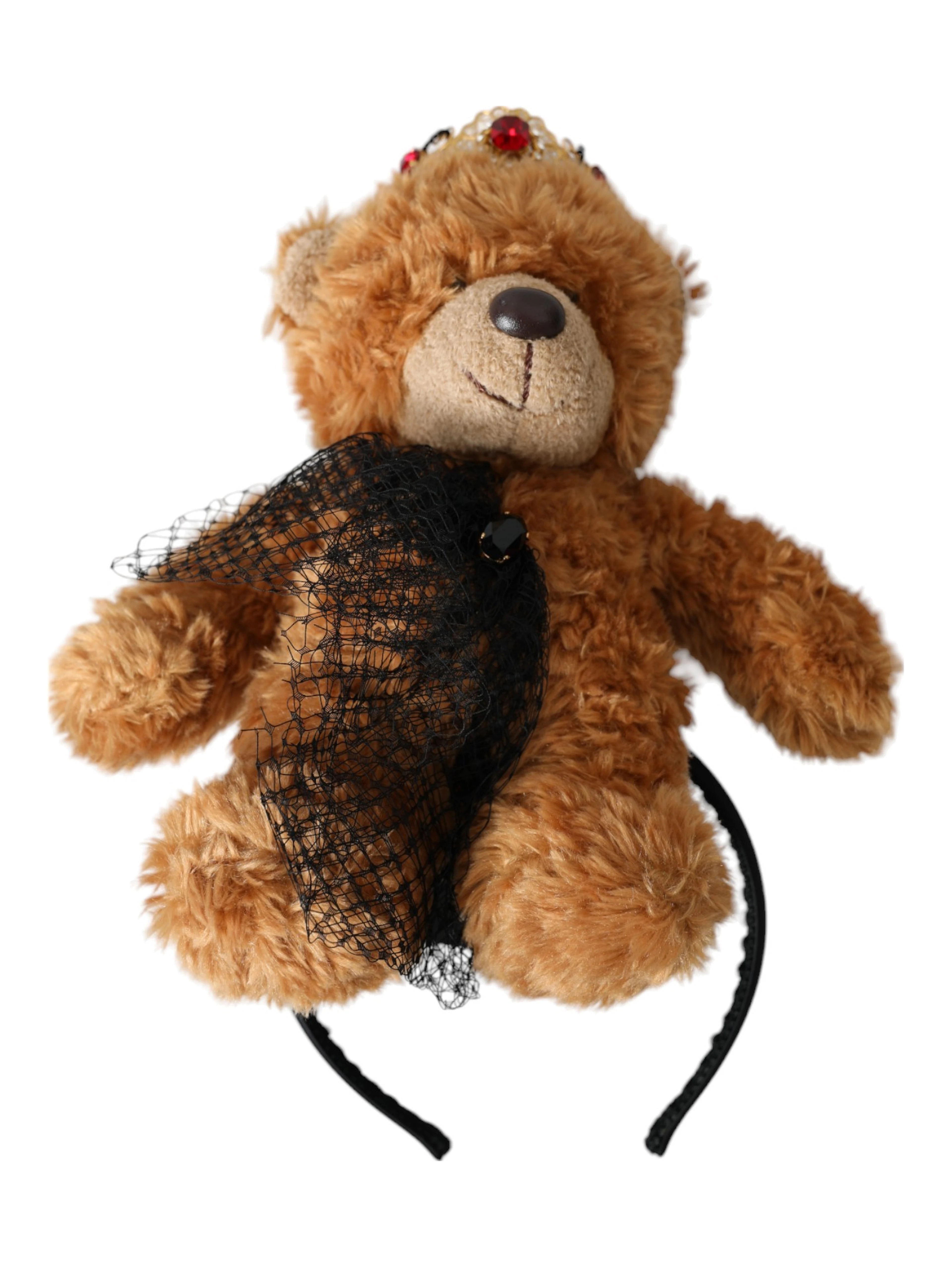 Brown Teddy Bear Gold Crystal Crown Hair Band Diadem