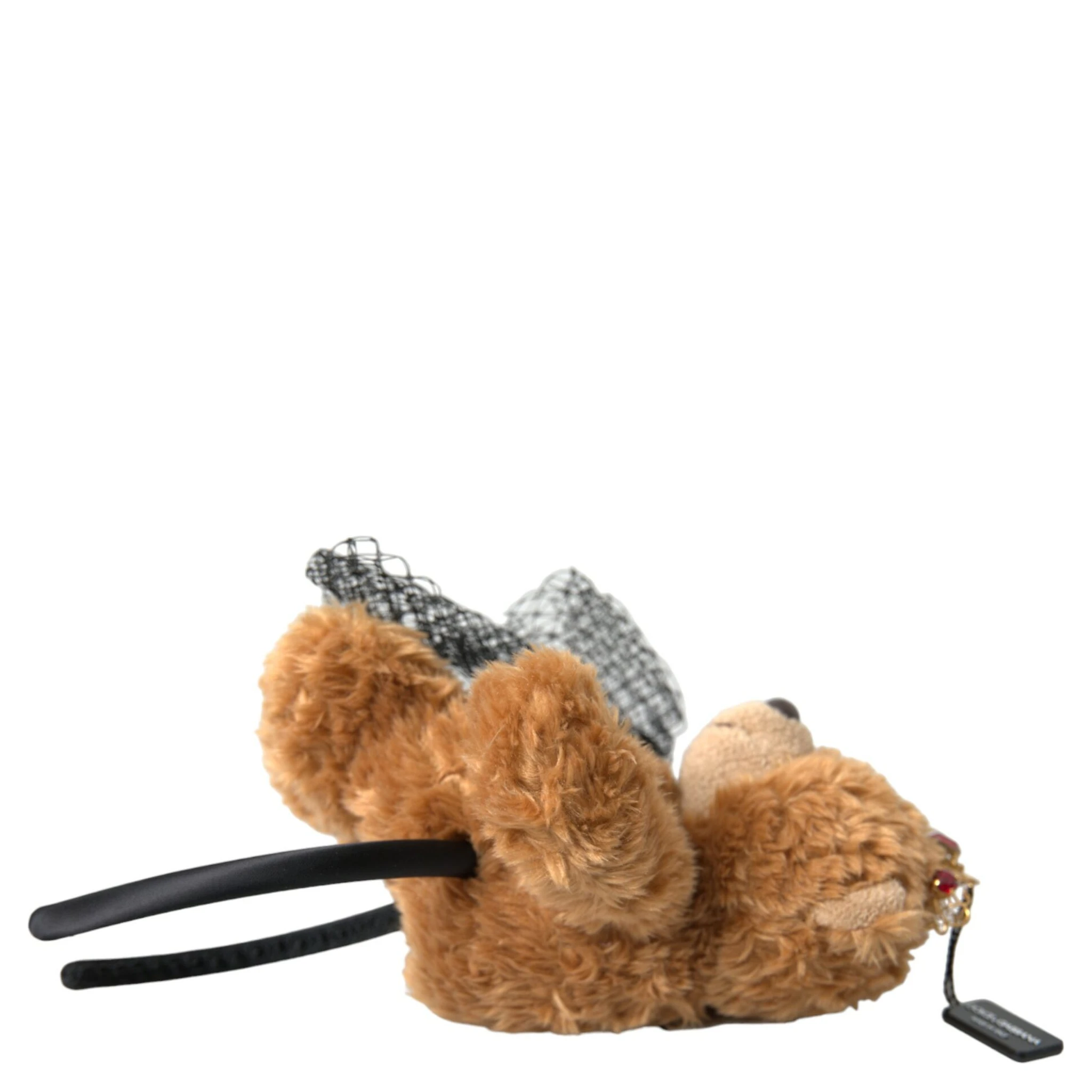 Brown Teddy Bear Gold Crystal Crown Hair Band Diadem