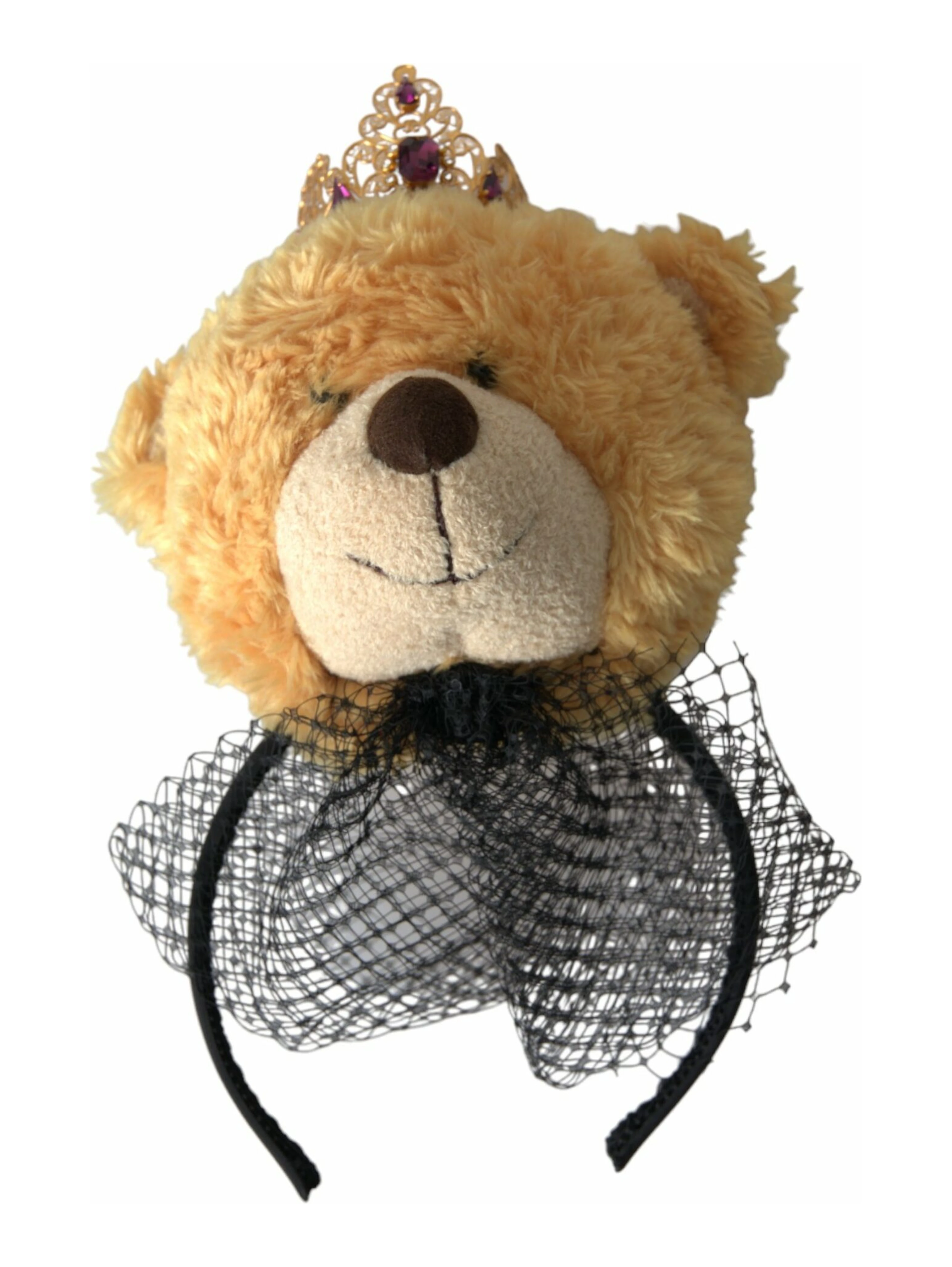 Brown Teddy Bear Gold Crystal Crown Hair Band Diadem
