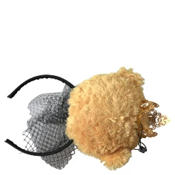 Brown Teddy Bear Gold Crystal Crown Hair Band Diadem