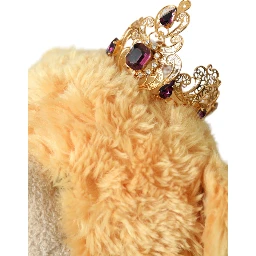 Brown Teddy Bear Gold Crystal Crown Hair Band Diadem
