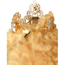 Brown Teddy Bear Gold Crystal Crown Hair Band Diadem
