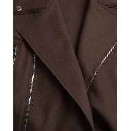 Brown Coat Short Biker Wool Jacket