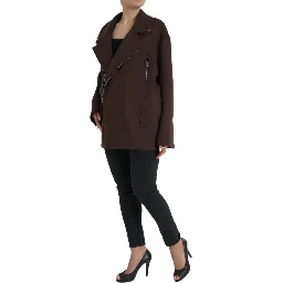 Brown Coat Short Biker Wool Jacket
