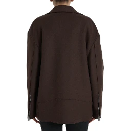 Brown Coat Short Biker Wool Jacket
