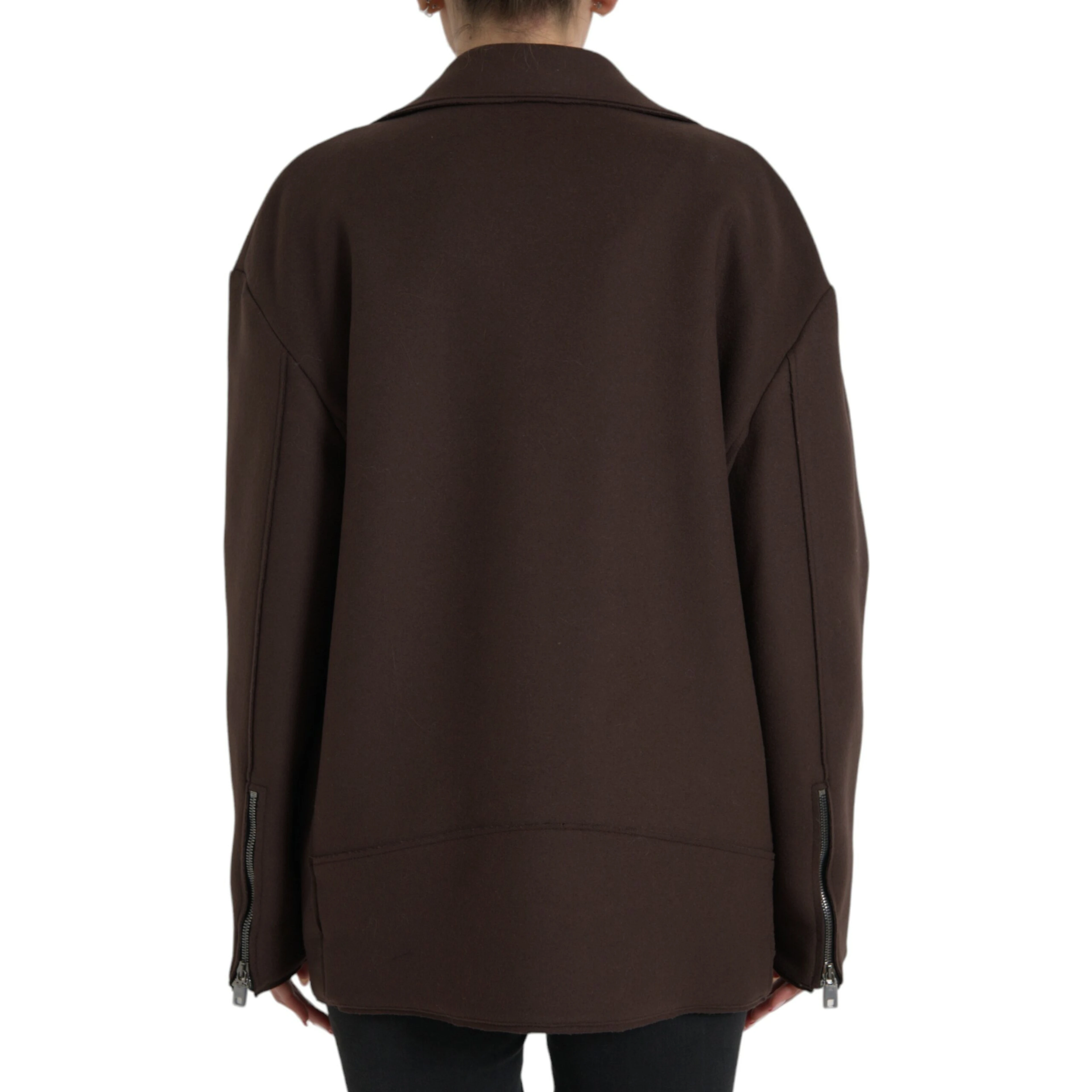 Brown Coat Short Biker Wool Jacket