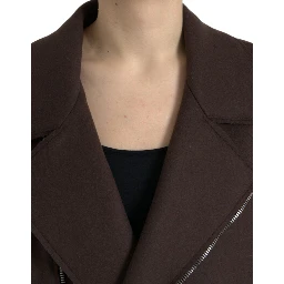 Brown Coat Short Biker Wool Jacket