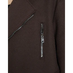 Brown Coat Short Biker Wool Jacket