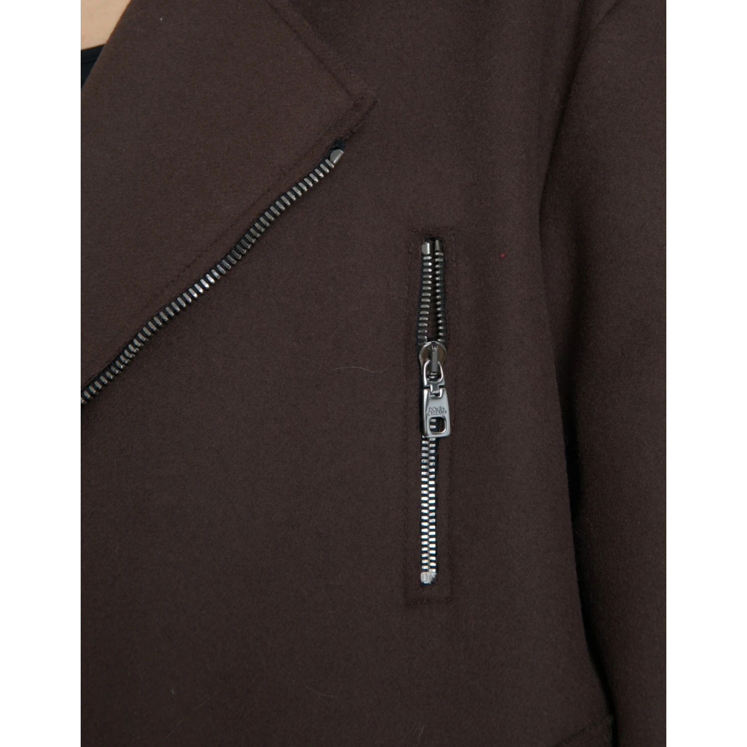 Brown Coat Short Biker Wool Jacket