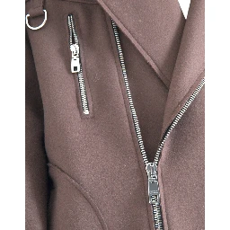 Brown Coat Short Biker Wool Jacket