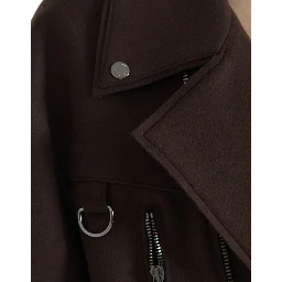 Brown Coat Short Biker Wool Jacket