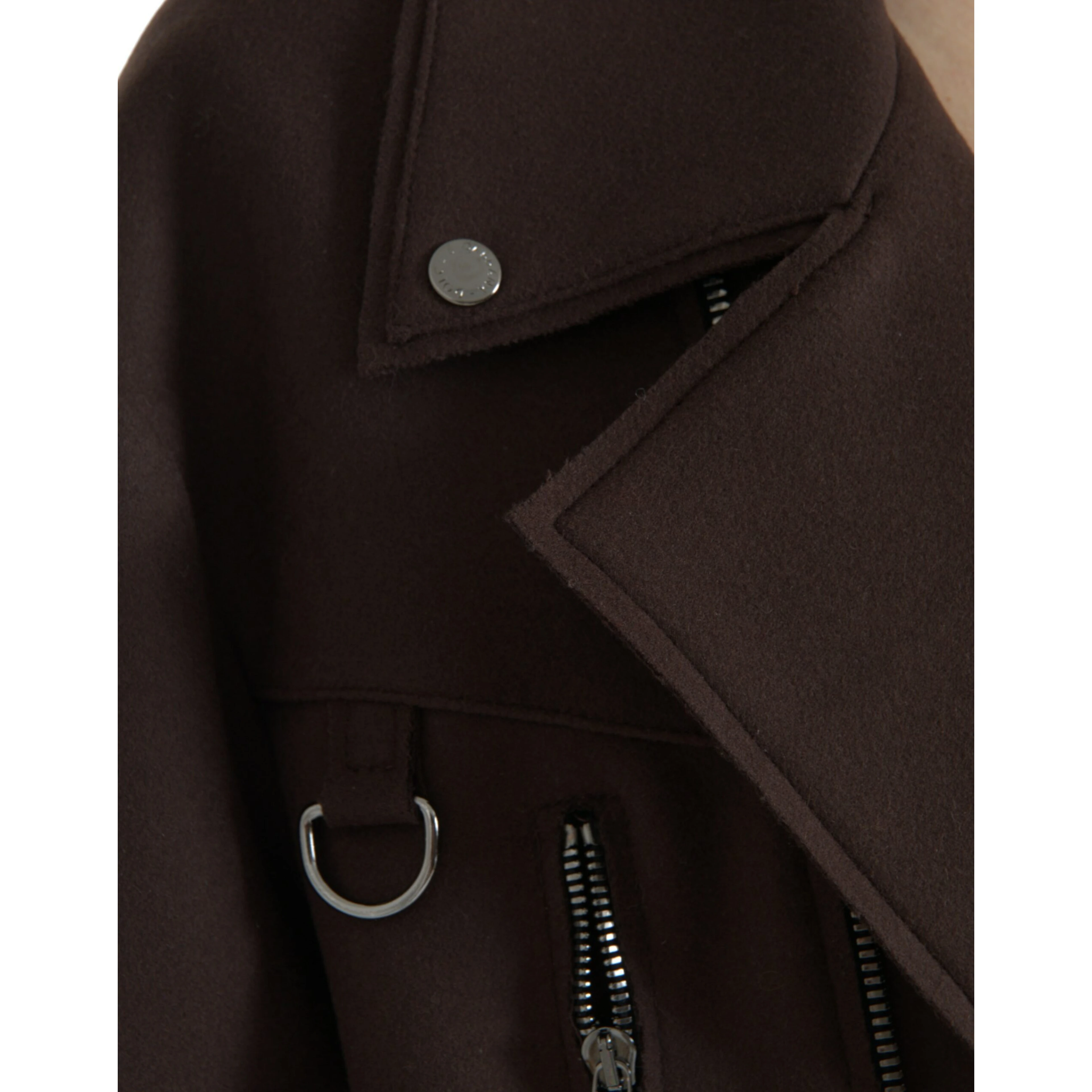 Brown Coat Short Biker Wool Jacket