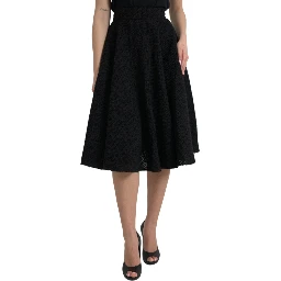 Black High Waist A-line Knee Length Skirt