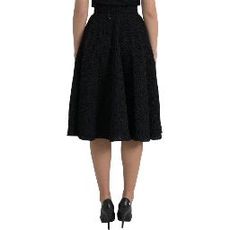 Black High Waist A-line Knee Length Skirt