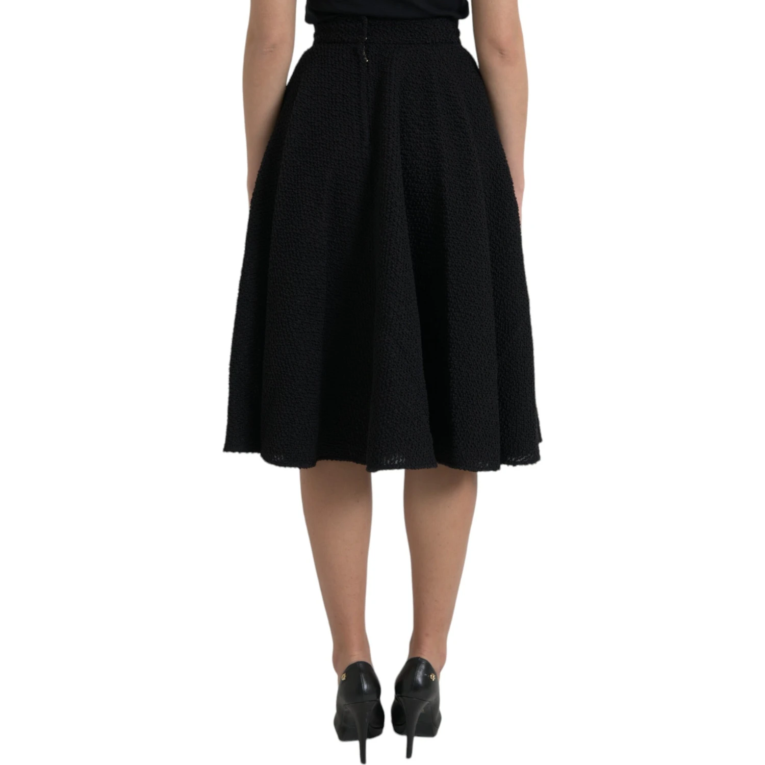 Black High Waist A-line Knee Length Skirt