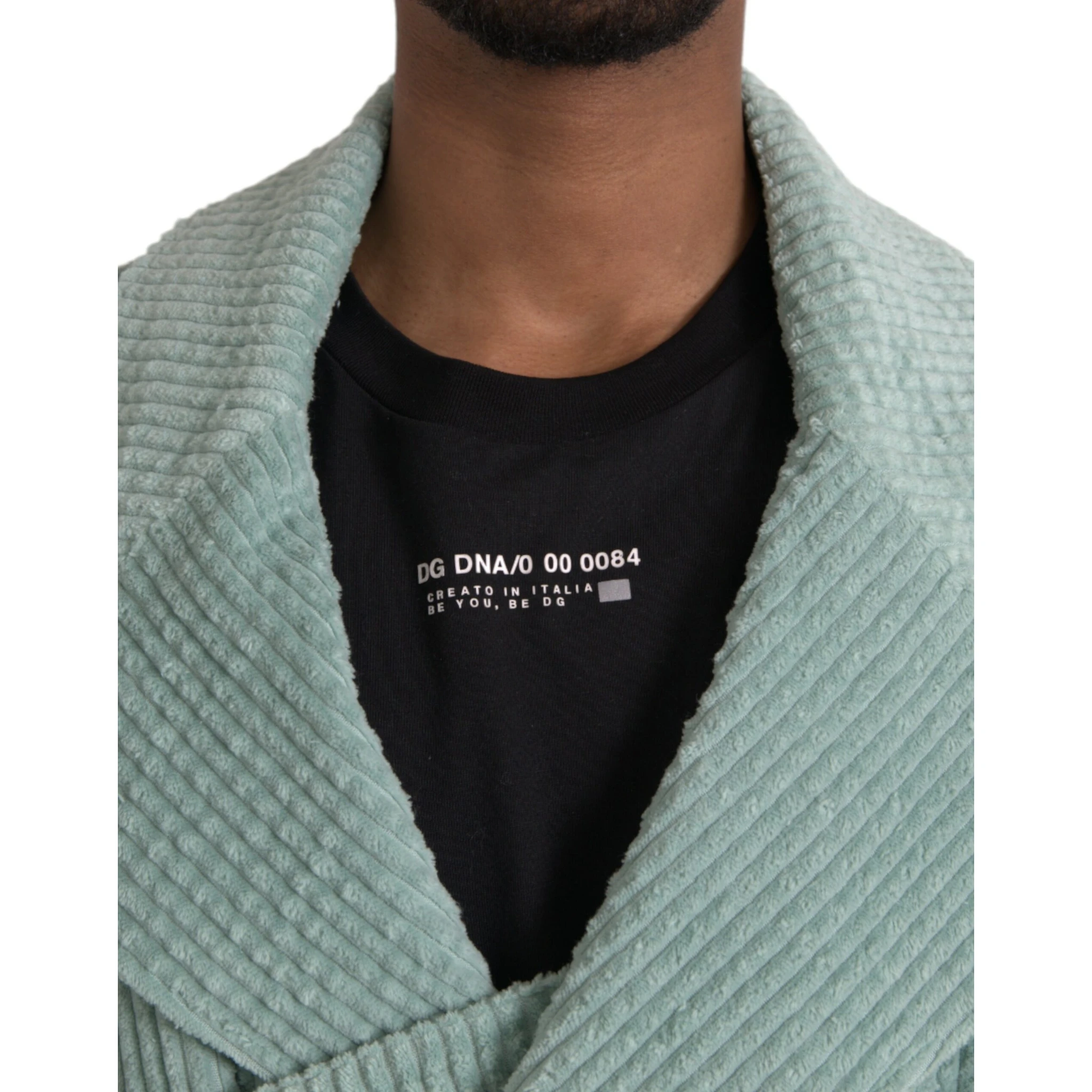 Blue Double Breasted Corduroy Cotton Jacket