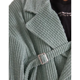 Blue Double Breasted Corduroy Cotton Jacket