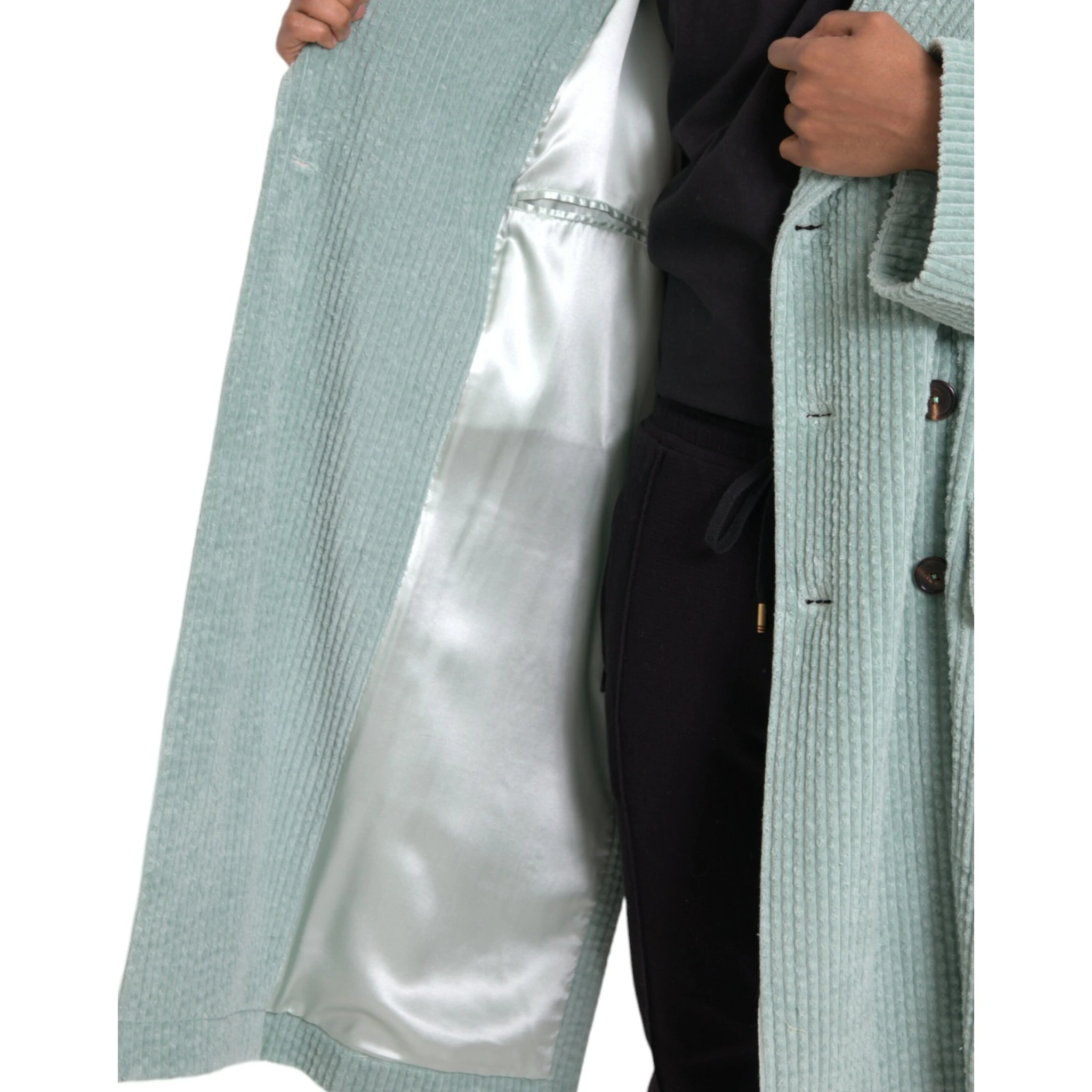 Blue Double Breasted Corduroy Cotton Jacket