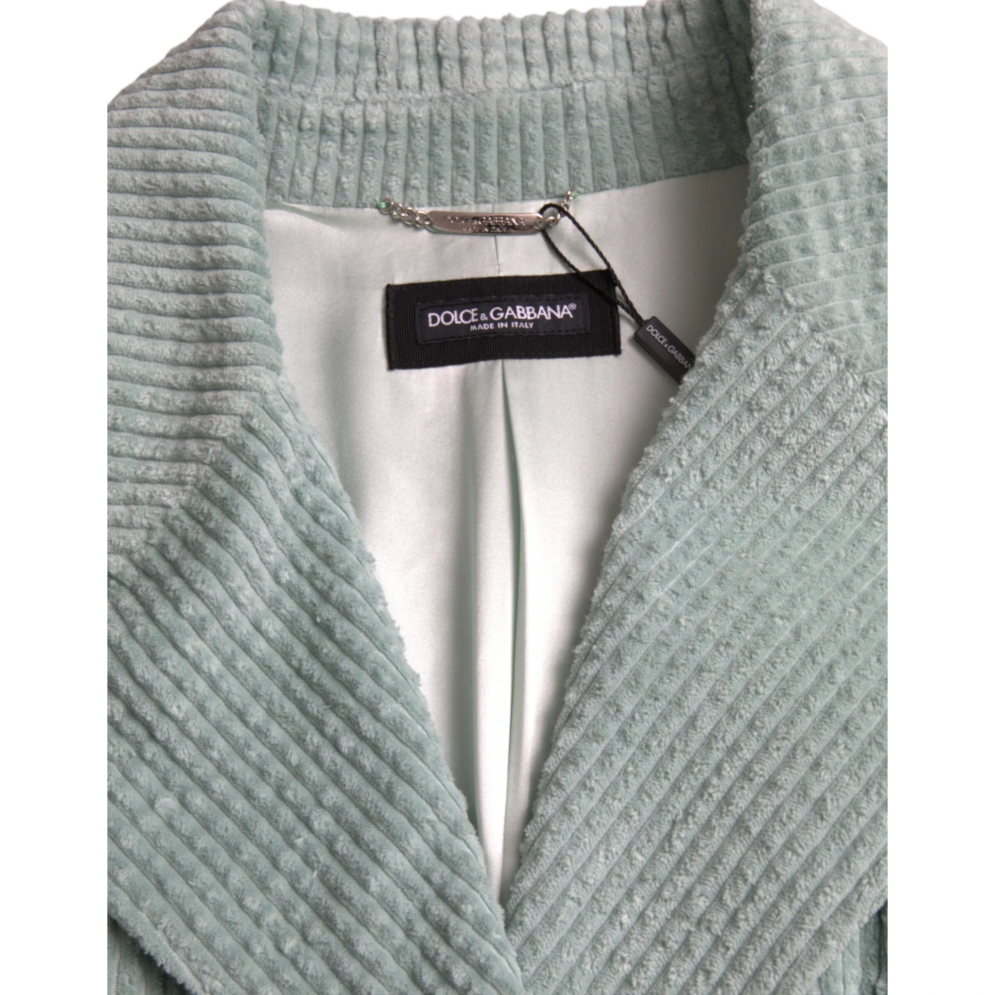 Blue Double Breasted Corduroy Cotton Jacket