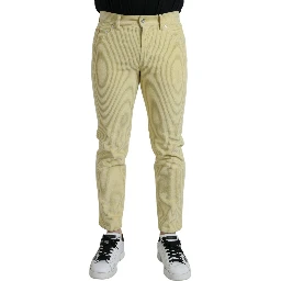 Yellow Corduroy Logo Plaque Skinny Denim Jeans