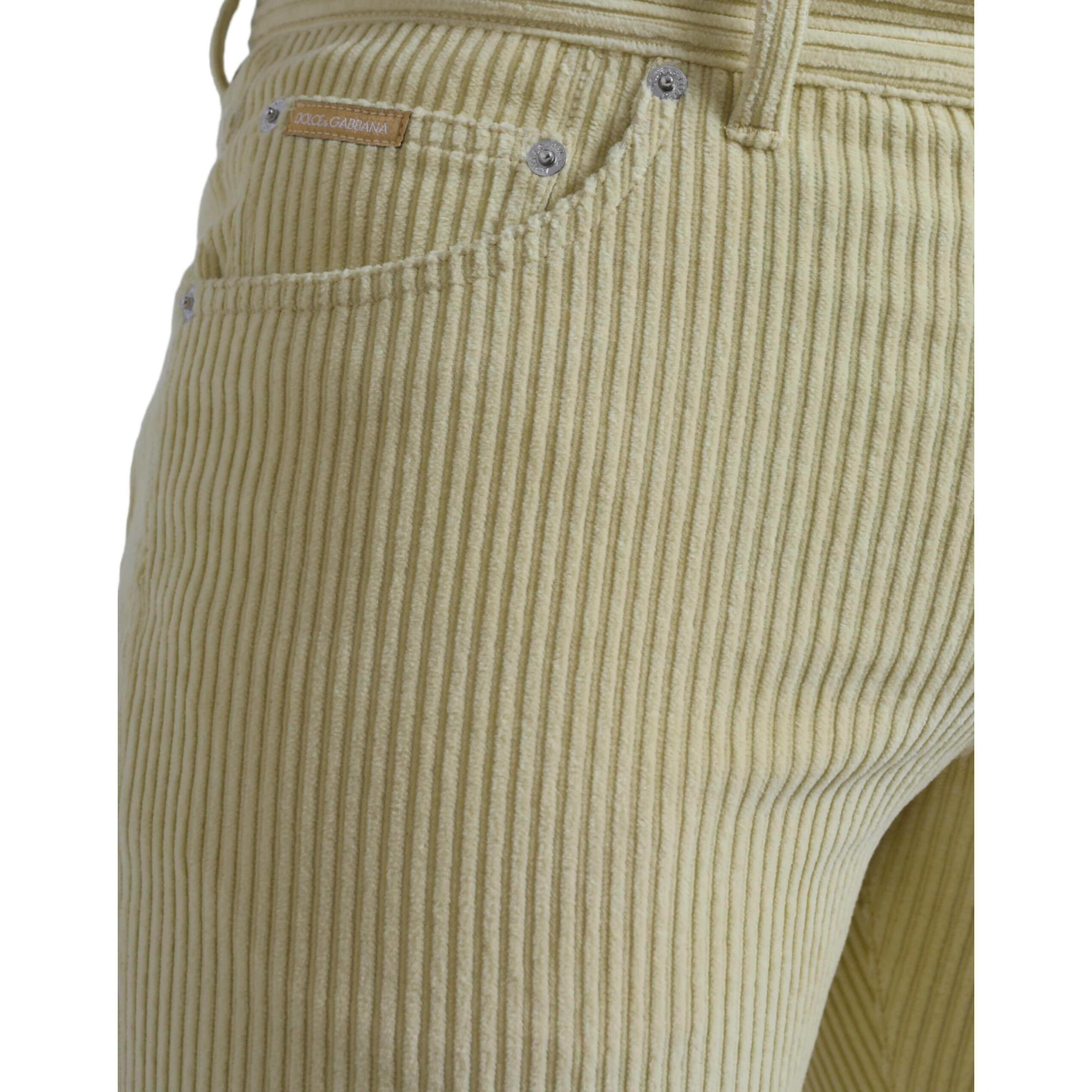 Yellow Corduroy Logo Plaque Skinny Denim Jeans