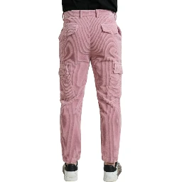 Pink Corduroy Cotton Stretch Skinny Cargo Jeans