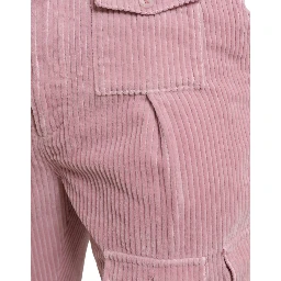 Pink Corduroy Cotton Stretch Skinny Cargo Jeans