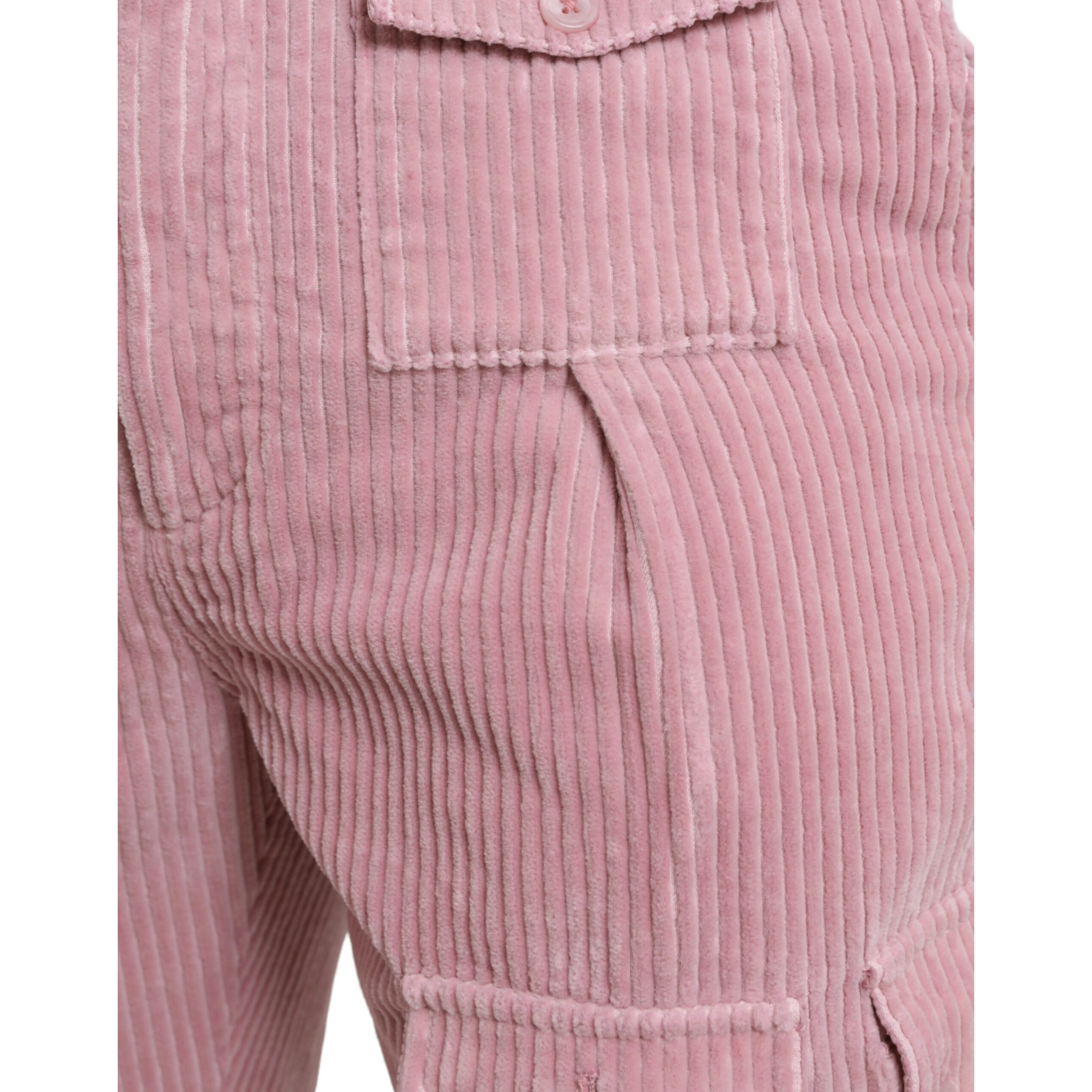 Pink Corduroy Cotton Stretch Skinny Cargo Jeans