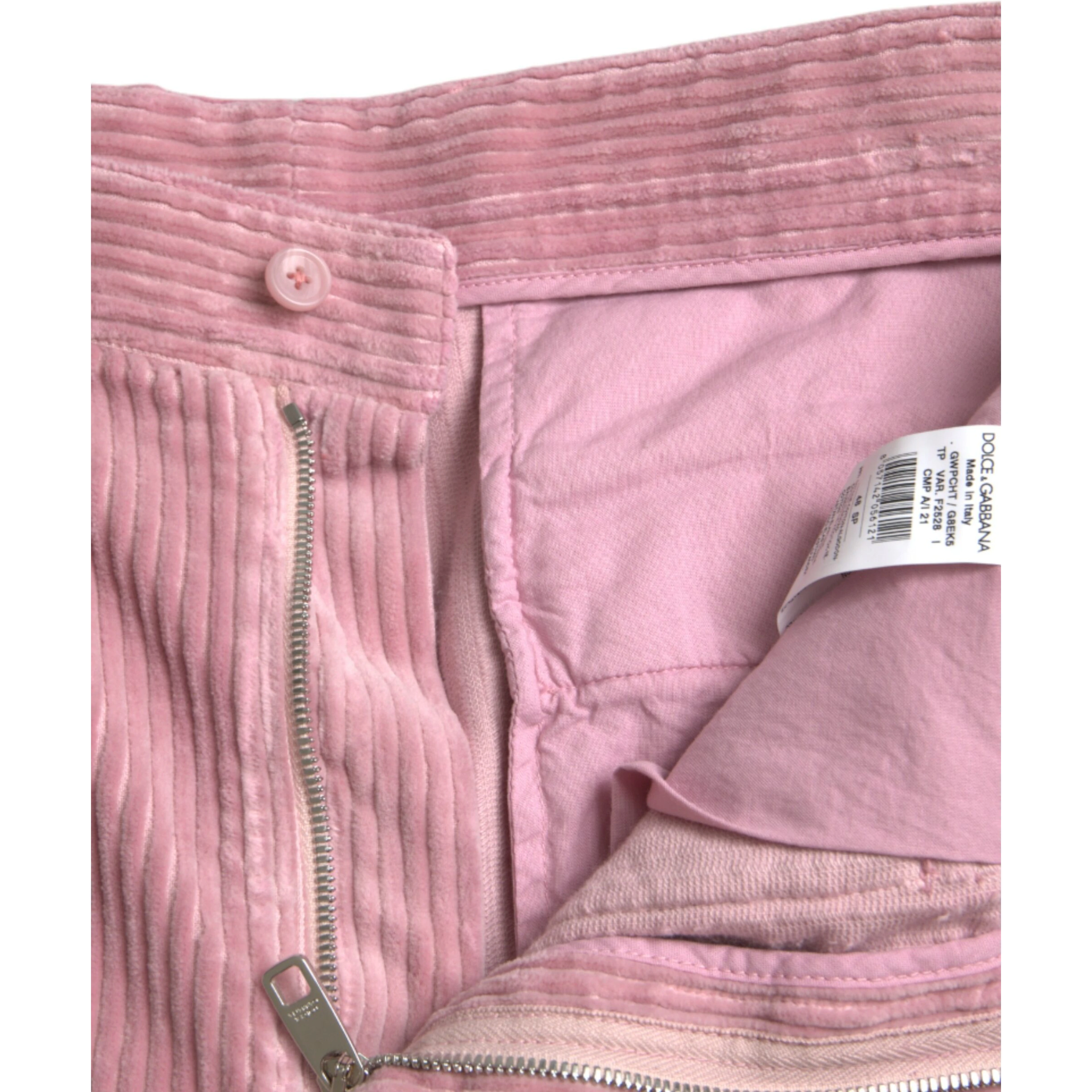 Pink Corduroy Cotton Stretch Skinny Cargo Jeans