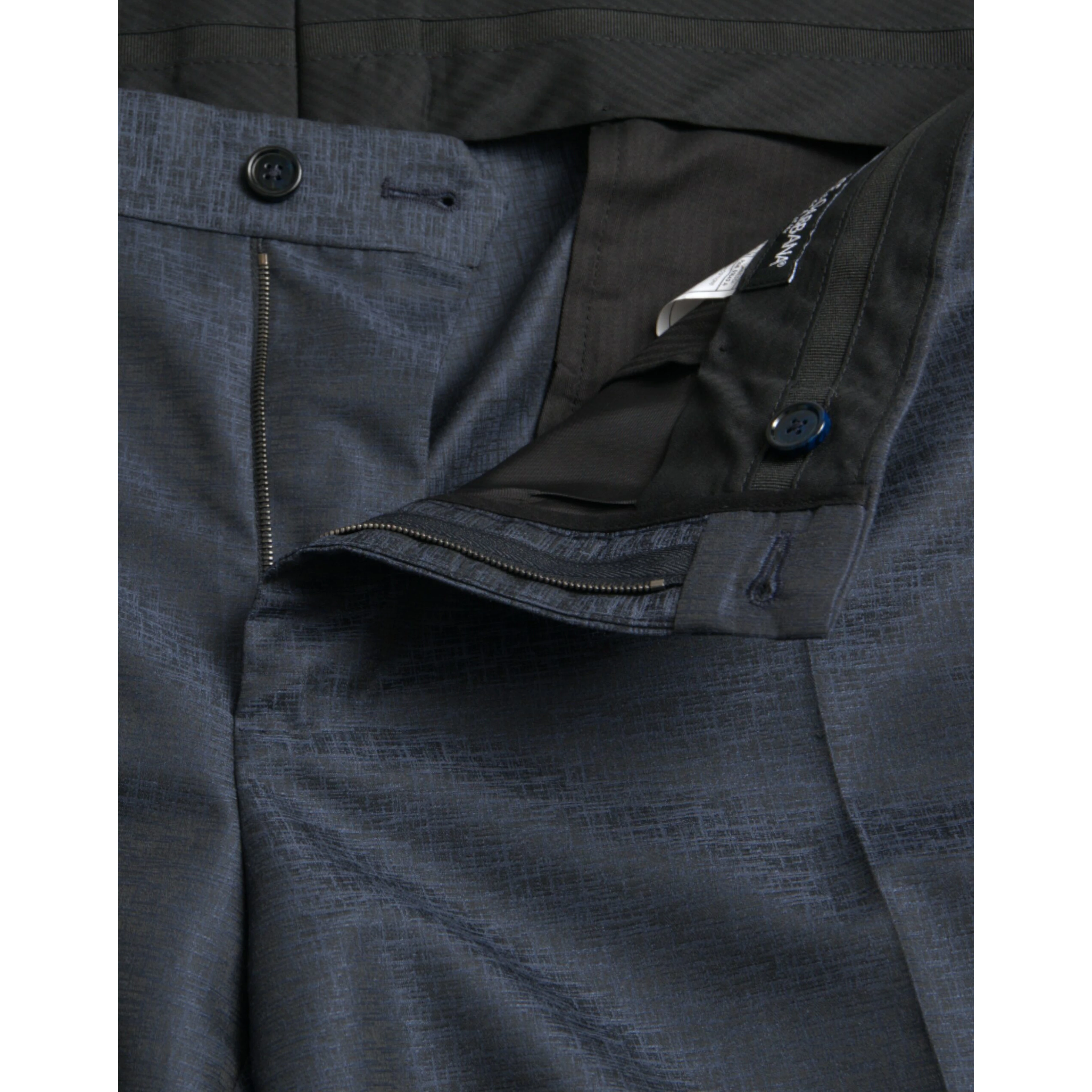Blue Wool Men Skinny Dress Pants