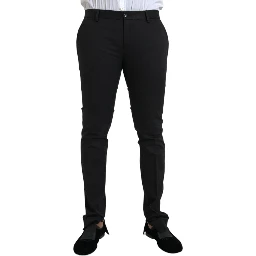Black Cotton Stretch Skinny Dress Pants