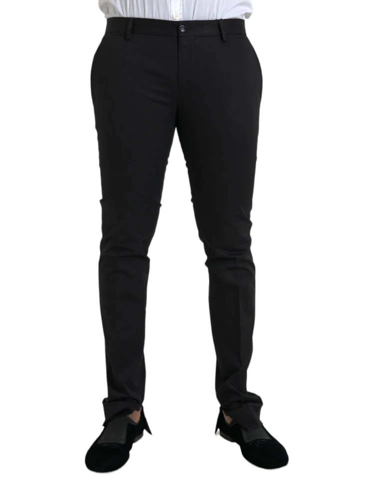 Black Cotton Stretch Skinny Dress Pants