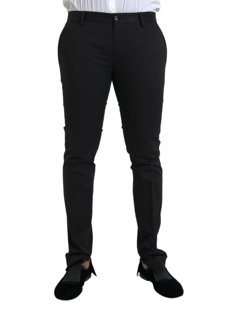 Black Cotton Stretch Skinny Dress Pants