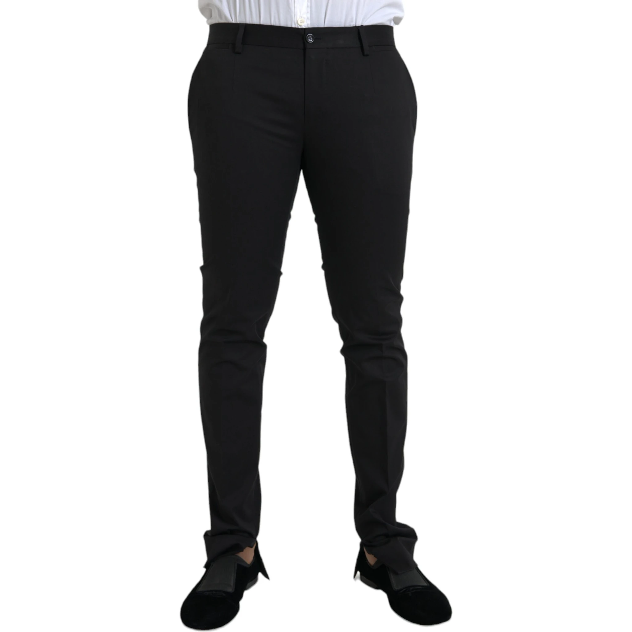 Black Cotton Stretch Skinny Dress Pants