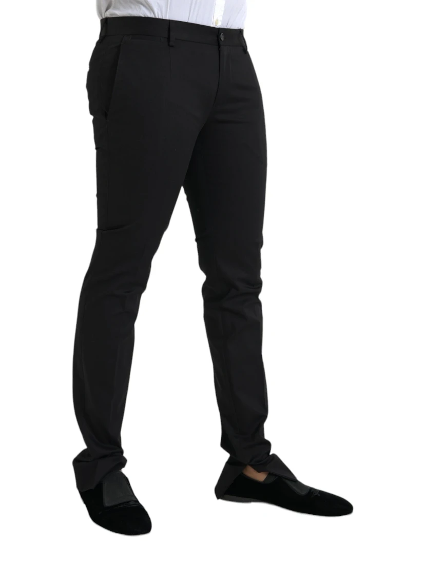 Black Cotton Stretch Skinny Dress Pants