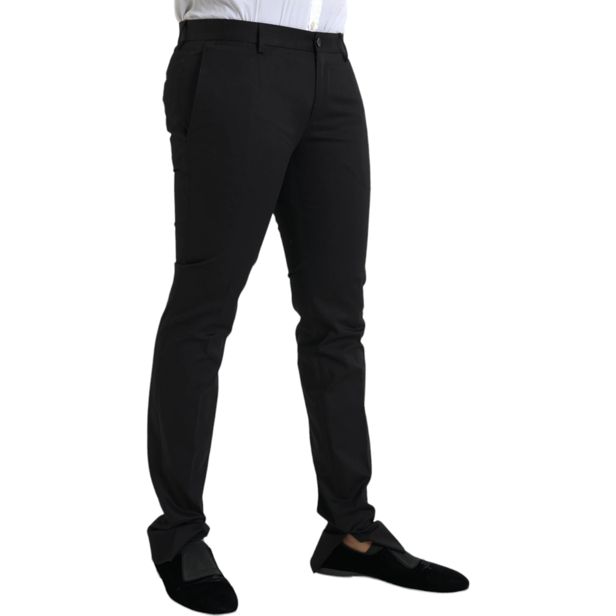 Black Cotton Stretch Skinny Dress Pants