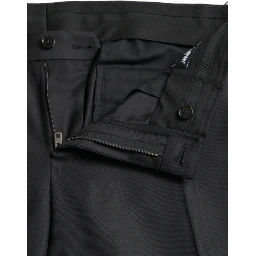 Black Wool Silk Skinny Dress Pants