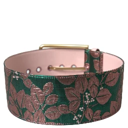 Multicolor Floral Jacquard Lurex Gold Buckle Belt