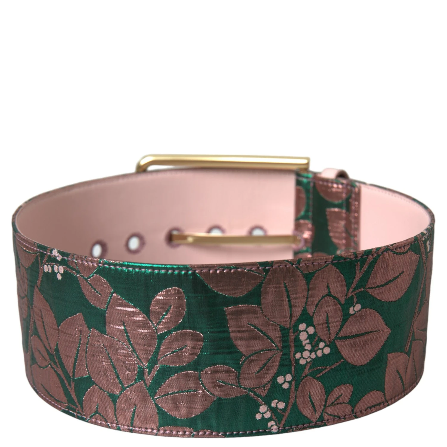 Multicolor Floral Jacquard Lurex Gold Buckle Belt