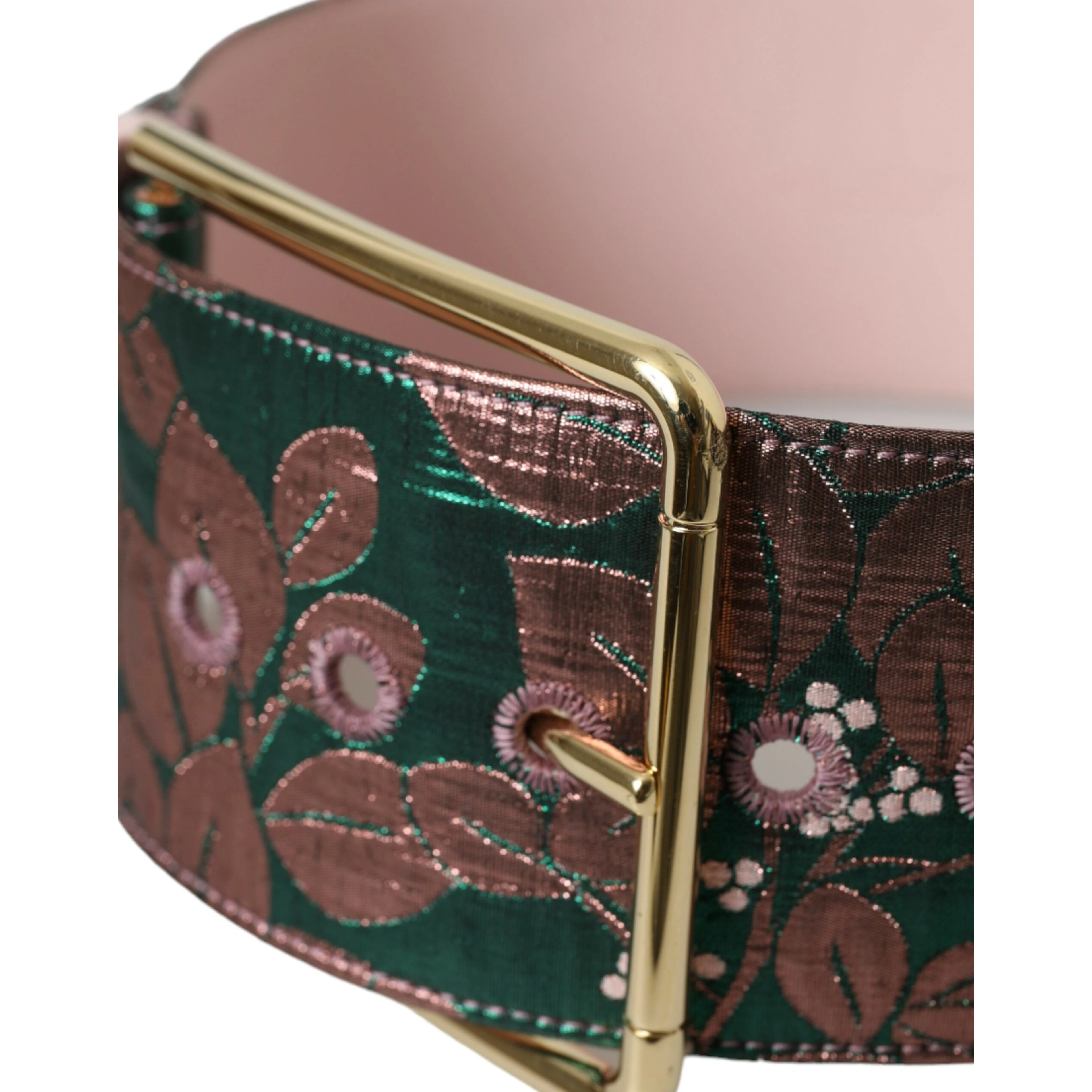 Multicolor Floral Jacquard Lurex Gold Buckle Belt