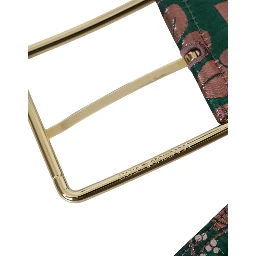 Multicolor Floral Jacquard Lurex Gold Buckle Belt
