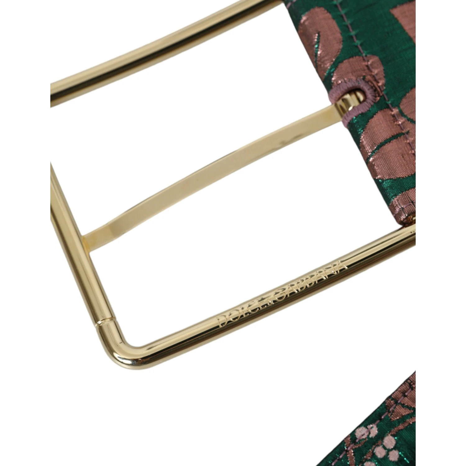 Multicolor Floral Jacquard Lurex Gold Buckle Belt