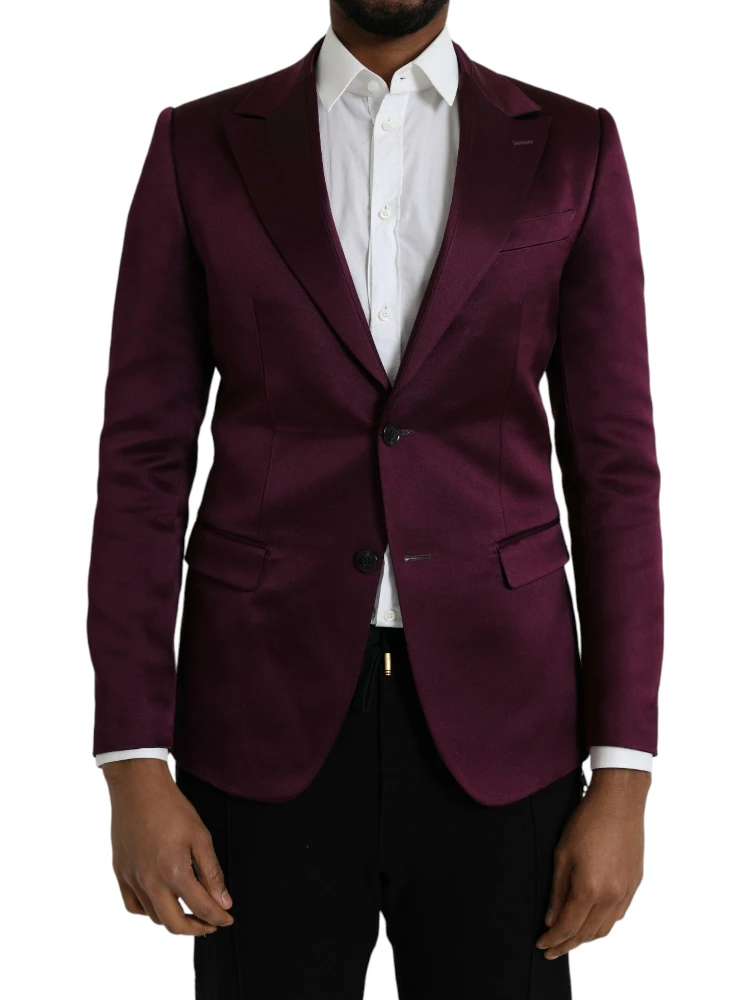 Maroon Silk Single Breasted Coat Blazer