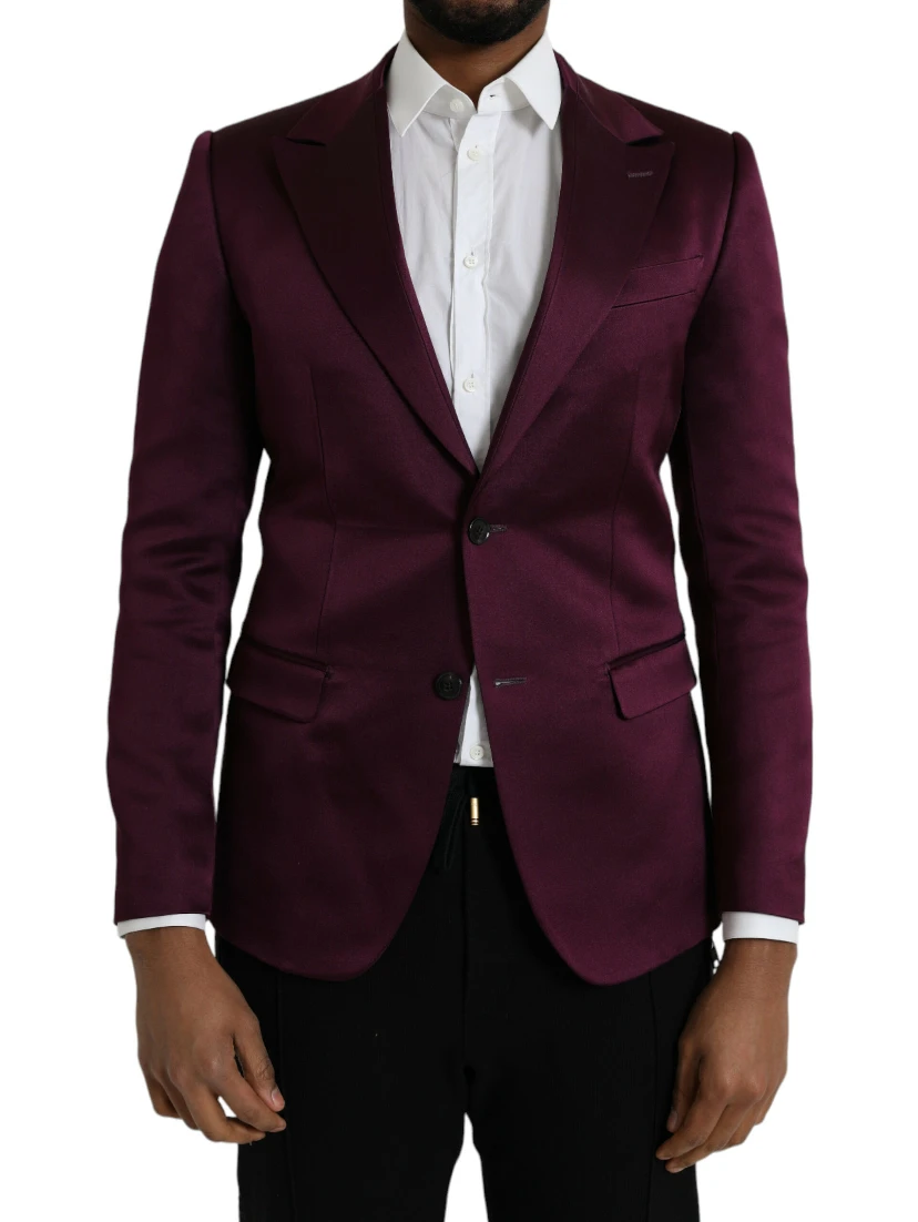 Maroon Silk Single Breasted Coat Blazer